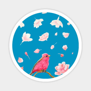 Cherry Blossom and Rose Finch Magnet